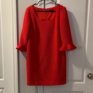 Ann Taylor Vibrant Red Long Sleeve Dress